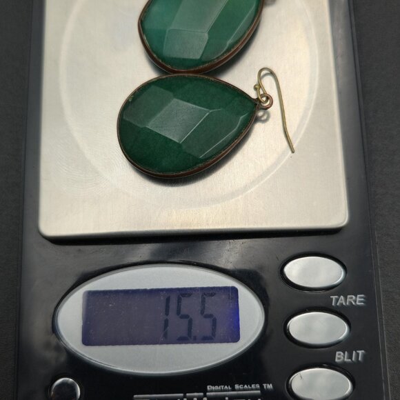 Copper Faceted Semi Precious Stone Large Dangle Earrings A6288 - Picture 5 of 5